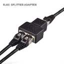 RJ45 Splitter Connector, Aoiutrn Dual LAN Ethernet Socket USB 1 to 2 Female Network Adapter Compatible with Cat5, Cat5e, Cat6, Cat7