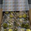 AuroTrends 1.5oz Mini Honey Jars with Dipper 30Pack, Glass Jars for Baby Shower Favors/Wedding Favors for Guests Bulk-Mini Canning Jars with Wooden Dippers/Bee Charms (1.5 fl.oz-30Pack)