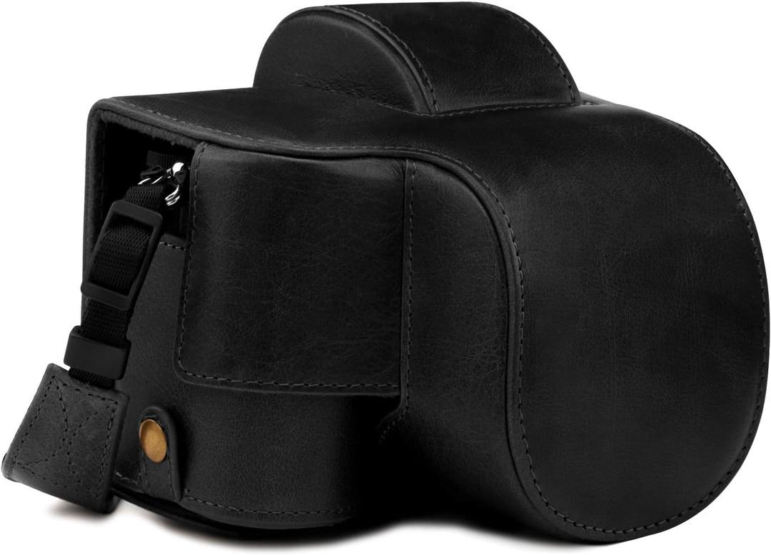 MegaGear MG1813 Ever Ready Genuine Leather Camera Case Compatible with Nikon Z50 (16-50mm) - Black