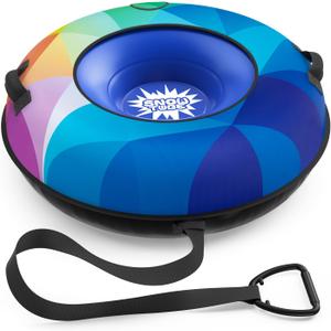 Snow Tube Sled, Snow Tubes for Sledding Heavy Duty with Premium Canvas Cover, 48" Inflatable Snow Sled for Kids and Adult Fun Snow Toys Winter Outdoor Toys for Boys Girls Ideal Christmas Birthday Gift