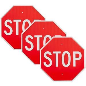OLANZU 3 Pack Stop Sign 30x30 Inches - MUTCD Compliant - High Intensity Prismatic Aluminum Sign - UV Protected and Weather Resistant - Honeycomb Reflective Stop Signs Traffic - Waterproof and Rust Free