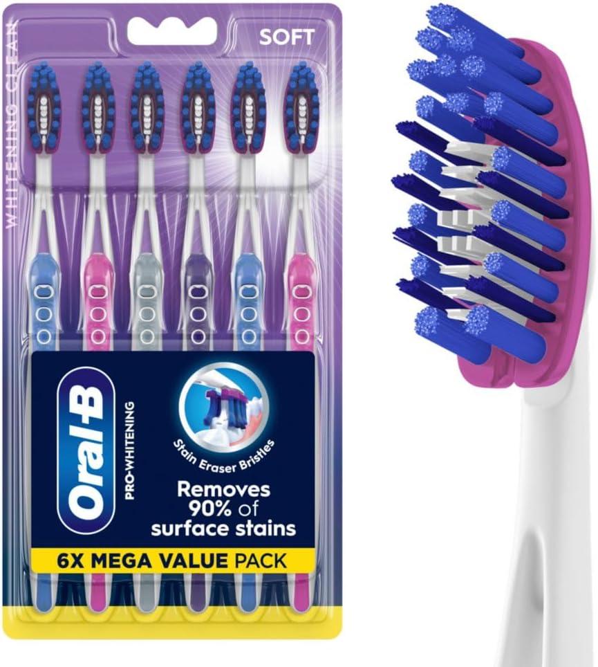 Oral-B 3D White Pro-Flex Toothbrushes, Soft, 5 Count (5 Count (Pack of 1), Multicolor)