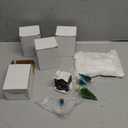 Tuanse 15 Pcs Christmas Village Accessories Set 4 LED Lighted Village Houses 10 Frosted Trees 3.5 oz Fake Snow for Christmas Collection Tabletop Mantel Shelf Indoor Room Decor(Rustic)