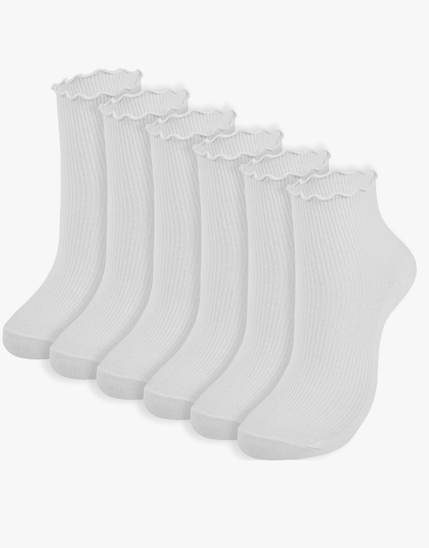 BomKinta Ankle Ruffle Socks Women - Cute Crew Frilly Sock - Low Cut Cotton Socks 8 Pairs