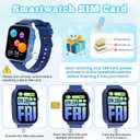 4G Kids Smart Watch GPS Tracker, Smartwatch for Kid with Video Calling, Voice Chat, Class Mode, SOS, Pedometer, Alarm, SIM Card HD Touch Screen Phone Watch Gift for 4-12 Girls Boys (Blue)