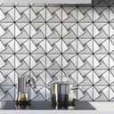 Art3d 10-Sheet Peel and Stick Backsplash Metal Mosaic Tiles for Kitchen Wall Decor, Stick on Aluminum Composite Tiles Stikers, Silver Windmill Puzzle Glass Mixed