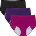 POKARLA Women's High Absorbency Period Cotton Underwear Heavy Flow Leakproof Panties(Regular&Plus Size) (X-Large, Multicolor02)