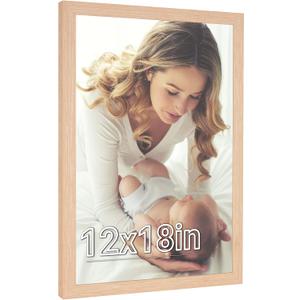 12x18 Picture Frame Rustic, Natural 18x12 Poster Frame Beige, 12 by 18inch Frame, Large Gallery Family Concert Portrait Photo Wall Frame
