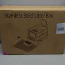 XXL Stainless Steel Covered Cat Litter Box with Lid  Extra Large Enclosed Metal Litter Box for Big Cats, Leak-Proof, Odor Control, Top Exit, Scoop, Pedal & Non-Slip Mat, Easy to Clean