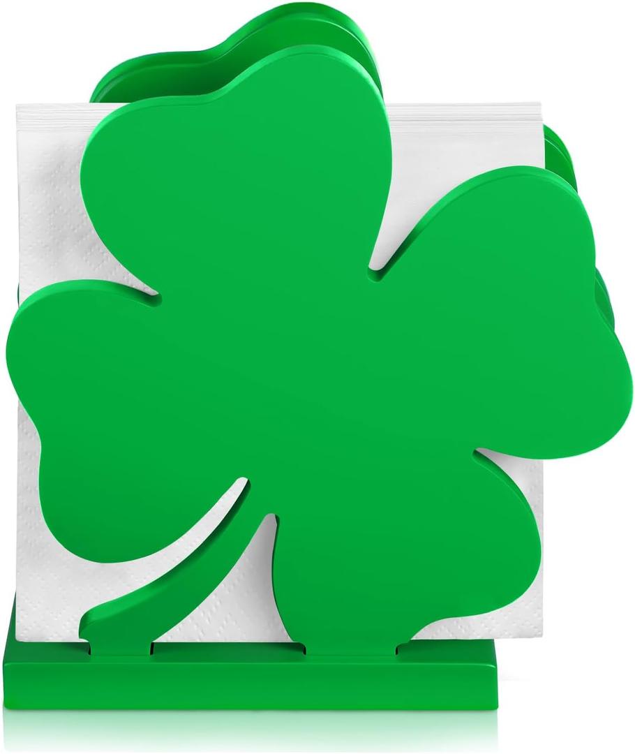 Wooden Shamrock Napkin Holder St Patrick's Day Table Centerpiece Freestanding Napkin Holder for Dinning Table Kitchen Breakfast Nook St. Patrick's Day