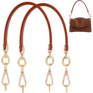 Framendino, 2 Pack Purse Leather Handles Replacement Shoulder Straps Handle Short Clutch Bag with D Ring for Cross Body Wallet (Coffee)