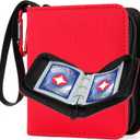 GEAoffice Mini Card Binder 1 Pocket with 80 Pockets, Premium Small 2 Pocket Trading Card Collection Album Folder with 40 Sleeves Double Sided - Gifts for Kids, Red