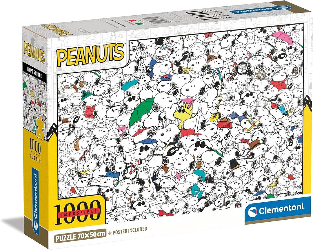 Clementoni - 39804 - Impossible Puzzle Peanuts - Jigsaw Puzzle 1000 Pieces, Jigsaw Puzzle for Adults, Comic Puzzle, Difficult - Made in Italy