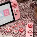 Yocore Cute Switch D-Pad Button Caps Silicone Thumb Grips Set, ABXY Key Buttons Sticker Joystick Cover Caps for Nintendo Switch/OLED - Strawberry Cream Cake
