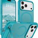 SUPFINE Magnetic for iPhone 17 Pro Case (Built-in Invisible Kickstand)(Compatible with MagSafe)(Military Grade Drop Protection) Translucent Matte Shockproof Phone Cover,Lake Blue