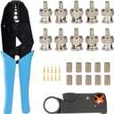 BNC RG58 Plug Crimp Connector and Striping Crimp Tool for RG58 RG59 Pack of 10