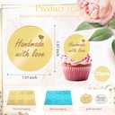 2 x 20Pcs Gold Handmade Cupcake Topper Acrylic Mirror Handmade Tags for Mother's Gift Gift Decorations Birthday Thanksgiving Party Favors Round Tags Decorations for Teacher Appreciation DIY Crafts