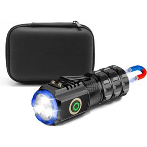 Portable LED Mini Flashlight, Rechargeable EDC Small Pocket Flashlight 6 Lighting Modes w/Magnet Clip Waterproof for Camping Hiking Night Walking Running Outdoor Emergency