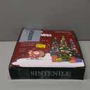 5 FT Pop Up Christmas Tree with Timer Lights and Decorations, Green Artificial Tinsel Christmas Tree with 24 Ball Ornaments, Collapsible Pencil Tree for Home, Office, Holiday Party