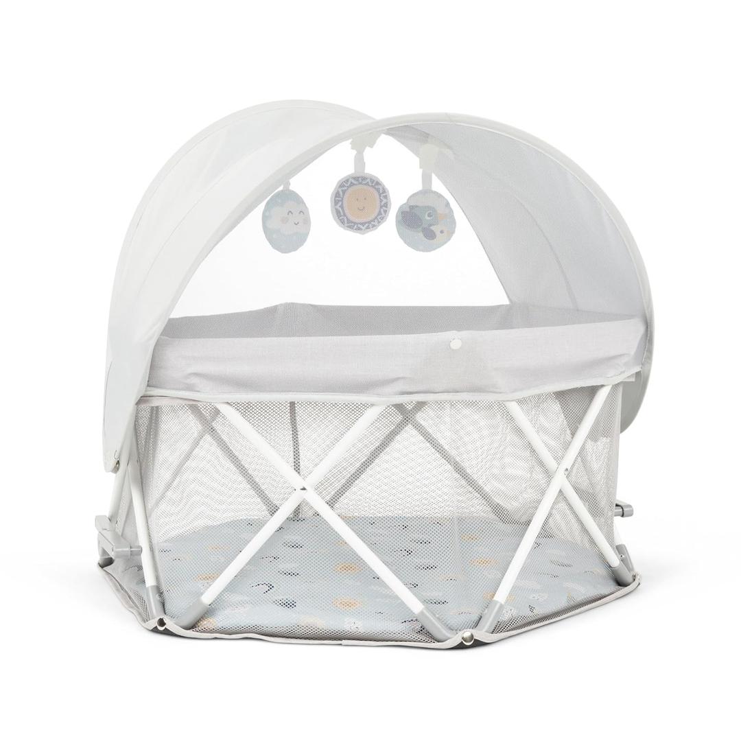 Regalo My Play Baby Portable Bassinet with UPF 50+ Canopy & Mosquito Net, Foldable Travel Bassinet & Playpen, Lightweight Indoor Outdoor Baby Lounger, Mesh Sides, Toys & Padded Base, Newborn to 15 lbs