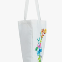 Set of 2 Reusable Monogram Letter Personalized Tote Bags for Women, Floral Design (29 Inches)
