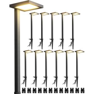 SUNVIE 5W Anti-Glare Low Voltage Pathway Lights Wired 12-24V LED Landscape Path Lights 3000K Cast-Aluminum Waterproof Outdoor Landscape Lighting with Connectors for Walkway Yard Garden, 12 Pack