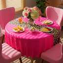 6 x Buryeah 6 Pcs Leopard Print Tablecloth 84'' Cheetah Print Table Cloth Disposable Animal Table Runner for Birthday Party Wedding Decorations Baby Shower Picnic Kitchen Decor (Pink)