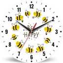 SPUNKER Wall Clock,Cute Honey Bees Kitchen Wall Clock,Bee Happy Clocks 10 Inch Silent Non-Ticking Wall Battery Operated for Living Room Bedroom Bathroom Laundry Room Decor