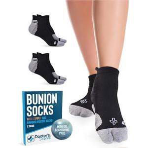 Doctor's Select 2 Pairs Bunion Socks for Women and Men - Copper & Bamboo Viscose infused Bunion Relief Socks | Toe Separator M