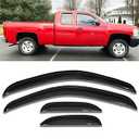 Rain Guards Window Deflectors Visors for 2007-2014 Chevy Silverado/GMC Sierra 1500/2500HD/3500HD Extended Cab, Side Window Deflectors Vent Guard Shade Sun Visor,94040 Dark Smoke Tint,4-Pieces Set