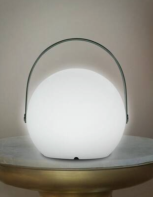 8.85 in. White Modern Sphere 16-Color RGB Dimmable Table Lamp with Handle, USB Port and Remote 