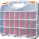 Makitoyo Hardware Storage Box Tools Organizer Container with Handle and Clear Lid, 21 Adjustable Compartments and 2 Fixed Sections,Perfect for Screws,Nuts, Bolts and Small Parts,15"L x 12.9"W x 2.9"H