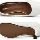 Women's Classic Round Toe Pumps, Mid Kitten Heel, Office Dress Shoes Matt White - US 9.5