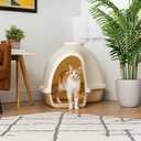 IRIS USA Igloo Dog House, White/Beige, Small and Medium Dogs and Cats, Indoor/Outdoor