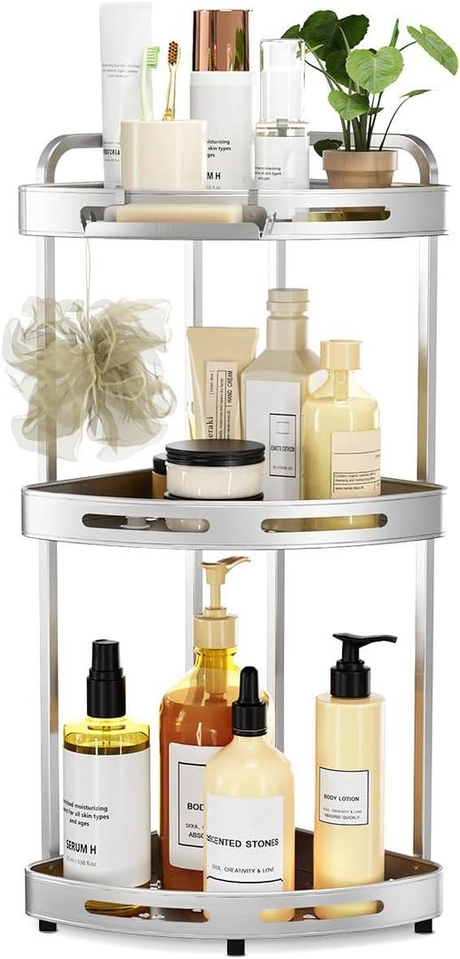 3-Tier Shower Caddy Standing Corner, Silver