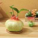 Didiseaon Pomegranate Vase, Realistic Red Vase Ceramic Fruit Planter with Internal Water Culture Compartment for Home Office Bookshelf Pomegranate DecorAesthetic Bud Centerpieces 4.13x3.54in
