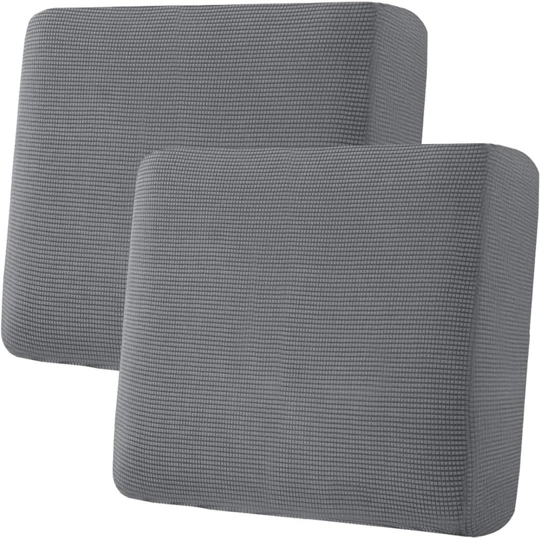 H.VERSAILTEX Super Stretch Individual Seat Sofa Covers Couch Cushion Covers Slipcover Sets Thick Jacquard Textured Twill Fabric (2 Piece Large, Grey)