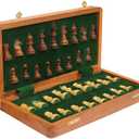 Magnetic Travel Chess Board Set - Classic Wood Staunton 7 X 7 Inch Pocket Chess Set with Folding Game Board Handmade in Fine Rosewood