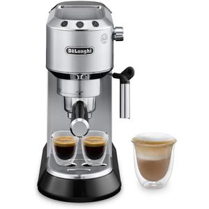 DeLonghi Dedica Espresso Machine with Manual Milk Frother, 15-Bar Pump & Adjustable Tray - Home Barista Coffee Maker for Espresso, Latte, Cappuccino & Iced Coffee - Italian Stainless Steel Design