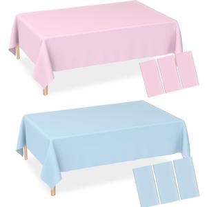 WNINK 6 Pack Gender Reveal Plastic Tablecloths, Disposable Rectangle Pink and Blue Pastel Tablecloth, Table Covers for Boy or Girl Gender Reveal Party Baby Shower Birthday Party Decorations 54" x 108"