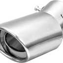 Stainless Steel Car Exhaust Tip, 2.5" Inlet 3.4" Outlet Chrome Tail Throat Pipe Exhaust Muffler Pipe Tip Fit 1.5"- 2.25" Diameter Pipes, Exhaust Tailpipe Car Modification Accessory (Curved)