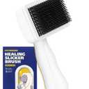 [PETHROOM] Healing Slicker Brush | Pet Brush | Dogs & Cats | Goldendoodle| Coated Tips for Gentle Grooming |Brush for Shedding | Long-Haired or Curly-Haired Dogs, White & Yellow