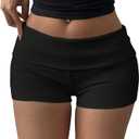 Verdusa Women's Fold Over Micro Short Going Out Low Rise 2026 Sexy Booty Shorts, L
