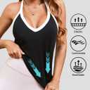 Women's Racerback Workout Tank Top -Color Block - Slim Fit V-Neck Ribbed Sleeveless Camisole for Yoga & Gym (Black, S)