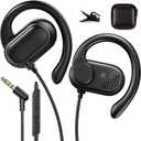 ACANDYA 3.5mm Wired Earbuds Over Ear Headphones for iPod/MP3 Laptop for Android Open Ear Sport Headset for Airplane School Students Running Exercise Gym Workout Earphones with Microphone Black