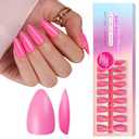 SXVME Hot Pink Soft Gel Nail Tips Medium Almond Pre-colored Gel Tips Medium Press on Nails Pre Applied Tip Primer Natural Acrylic Fake Nails Extensions for DIY Nail,300Pcs