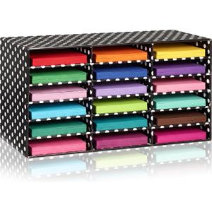 Fuutreo 1 Pc Classroom Construction Paper Storage,White Polka Dots