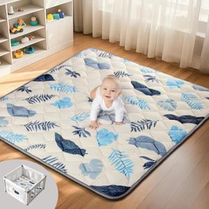Baby Play Mats for Floor, 50x50 Playpen Mat, Thicken Cushioning Padding Foam Playmate for Baby and Toddlers Infants, Non-Slip & Machine Washable Tummy Time Mat (Ocean Blue)