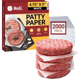 Reli. Hamburger Patty Paper (2000 Pack) (4.75" x 5", Square)| Wax Paper Squares | Food Grade Patty & Parchment Non-Stick Sheets for Burger Press, Deli/Butcher Meat, Resturant-Grade