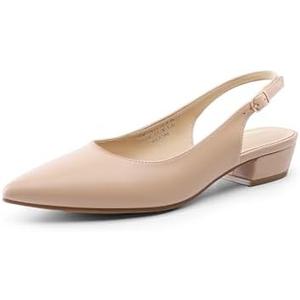 DREAM PAIRS Kitten Slingback Low Block Heels for Women Pointed Closed Toe Business Dress Shoes Wedding Party Comfortable Pumps Shoes, 9